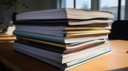 Sticker - Stack of documents on the office desk.