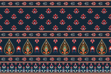 Abstract Ethnic Pattern Flower Design. Aztec Fabric Boho Mandalas Textile Wallpaper. Tribal Native Motif African American Sari Elegant Embroidery Vector Background 