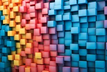 Interlocking Wall Of Vibrant Colored Blocks. Generative AI