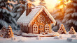 merry christmas gingerbread house winter holiday snow ginge, generative ai