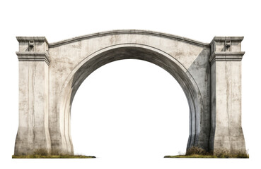 Wall Mural - Antique concrete archway, a grand entryway, isolated on a transparent background. PNG, cutout, or clipping path.