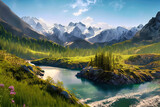 Fototapeta Natura - Nature landscape background by Generative AI