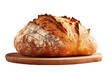 an artisan loaf of traditional homemade sourdough Boule bread isolated on a white or transparent background	
