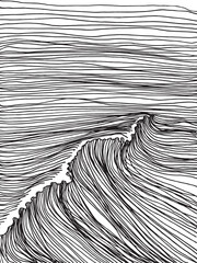 Sea or waves line hand drawn illustration