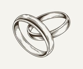 Wall Mural - Wedding ring minimalistic sketch vector