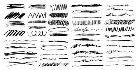Wall Mural - grunge scrawls, charcoal scribbles, rough brush strokes, underlines and circles. bold charcoal freeh