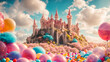 Cute fairytale castle in the clouds