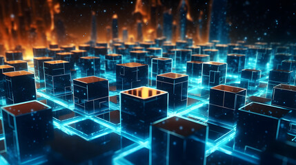 blockchain technology concept bastract illustration, generative ai
