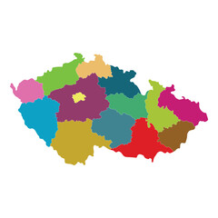  Czechia map. Map of Czech Republic in administrative regions
