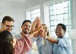 © Lumos sp - business meeting businesswoman woman office teamwork togetherness unity hand partnership holding entrepreneur celebrating success victory win happy smiling startup diversity student