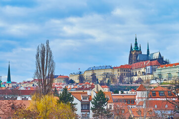 Canvas Print - The Prague skyline with St Vitus Cathedral, Czechia