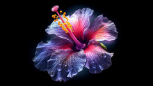 Beautiful Hibiscus Flower Purple Hibiscus Black Background Wallpaper Image AI Generated Art