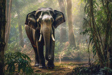 Elephant Standing - Thailand. Full-length Image Of An Asian Elephant Standing