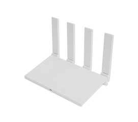 One modern Wi-Fi router isolated on white