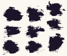 Wall Mural - Ink abstract black color vector brush stroke collection