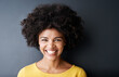 © N Hiraman/peopleimages.com - Happy, college student and portrait of black woman in studio, background and education mockup. African, face and person with smile for university, scholarship and happiness at academy for learning