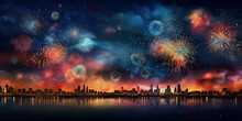 Fireworks Extravaganza: Design A Background Featuring A Spectacular Fireworks Display Against The Night Sky