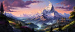 Cartoon style wild alpine meadow landscape 3