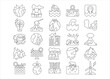 Global warming line icon collection, world natural disaster drawing vector illustration set