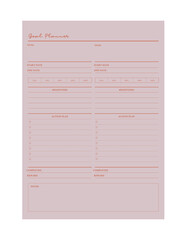 Wall Mural - Goal planner. (Winter). Minimalist planner template set.	