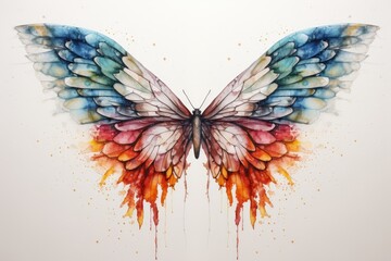 Wall Mural - Watercolor butterfly isolated on white background. Hand-drawn illustration, Magic watercolor wings, AI Generated