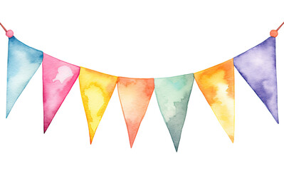 Wall Mural - Watercolor illustration of bunting isolated on transparent background