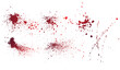 Collection of halloween bloody splatter spot and bleeding red paint