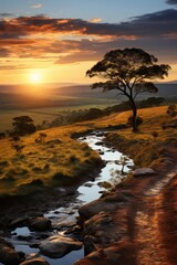 Wall Mural -  Breathtaking view of the African landscape from a hill