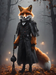 Wall Mural - fox on halloween