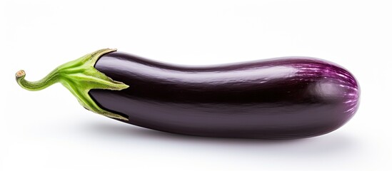 Poster - One solitary purple aubergine on a backdrop of pure white