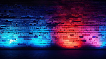 Wall Mural - wall texture illuminated by the mesmerizing glow of pink orange and blue neon lights, abstract background with squares