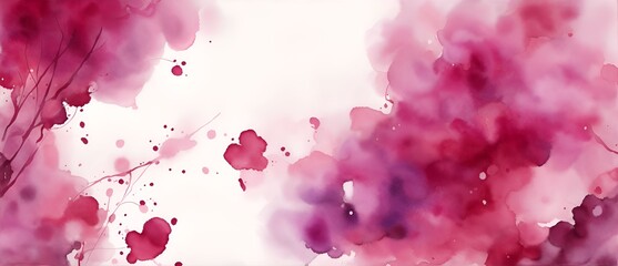 Wall Mural - Abstract maroon aquarelle floral painting art background from Generative AI