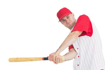 Digital png photo of caucasian male baseball player on transparent background