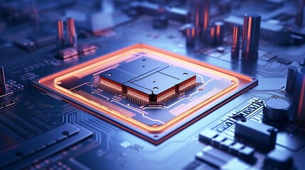 Leinwandbilder - Close-up of Silicon Die are being Extracted from Semiconductor Wafer and Attached to Substrate by Pick and Place Machine. Computer Chip Manufacturing at Fab. Semiconductor Packaging Pr : Generative AI