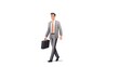business man with suitcase in the style of cartoon animation on a white background