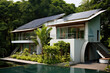 a modern house with solar pannels