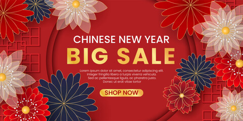 Wall Mural - Chinese new year big sale promotion vector illustration banner background