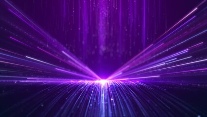 Wall Mural - Purple particle light flow, elegant particle stripe growth, beautiful wedding background, music stage video. LED screen, techno music display, edm music video and background present.