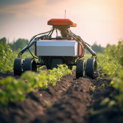 Wall Mural - electric Agricultural machine working at the fields