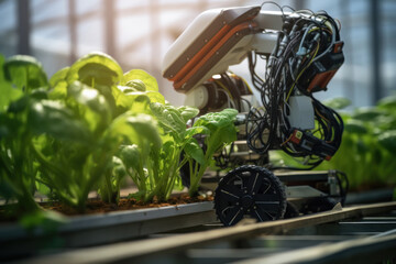 Wall Mural - electric Agricultural machine working at the fields