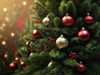 Poster - Macro christmas tree background