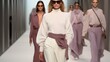 © mariiaplo - Female models walk the runway in different cloths in a row during a Fashion Show.