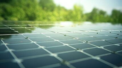 Sticker - Solar panels with green blurred background