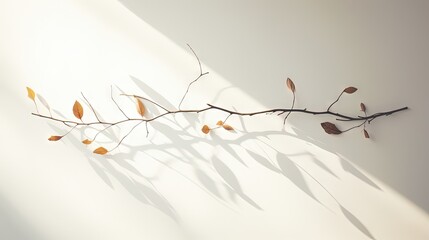 Aufkleber - Abstract tree shadow blurred background with leaves, tree branch and light shadow on white wall