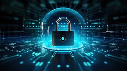 Aufkleber - Cyber security.Digital padlock icon,Cyber security technology network data protection technology virtual dashboard.Online internet authorized access against cyber attack privacy business data concept.