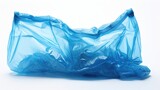 Fototapeta  - it is one open wrinkled blue plastic bag isolated on white.