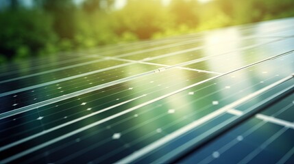 Poster - Solar panels with green blurred background