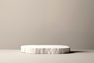 Aufkleber - White stone podium on a beige wall background. Ready for product display or montage. High quality photo