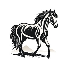 Wall Mural - Horse logo, black and white, AI generated Image