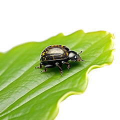 Ladybug on a green leaf transparent background Generative AI